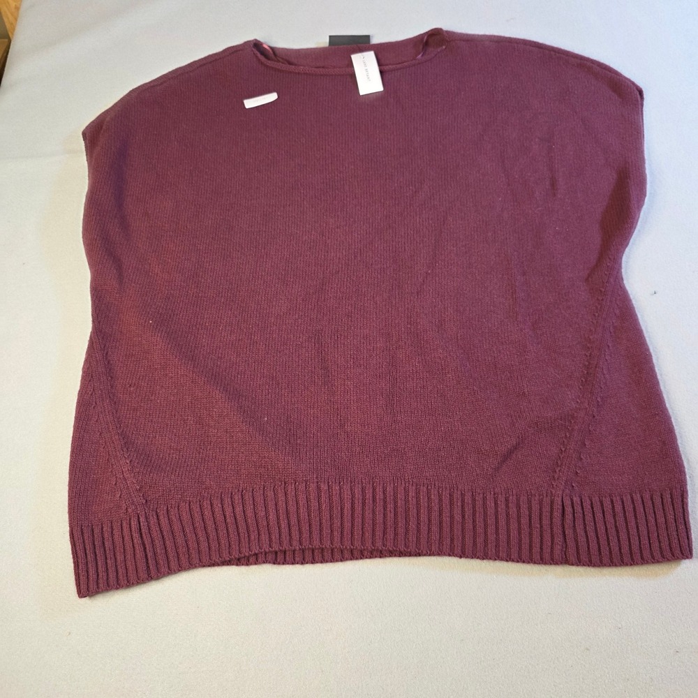 Lane Bryant Burgundy Cotton Wool Blend Short Sleeve Sweater 14/16 NWT Defect